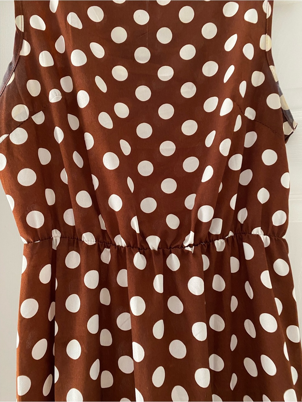 Women’s Brown Polka Dot Sleeveless Dress XL - Picture 2 of 8
